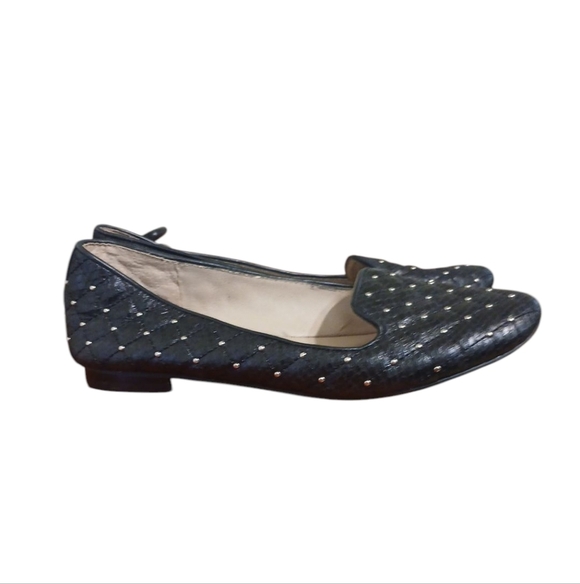 Vince Camuto Black Quilted Studded Flats Loafers Size 8 - Picture 7 of 11